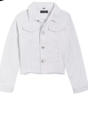 DL1961 Manning Denim Trucker Jacket in Milk Girls Size L White Raw Hem